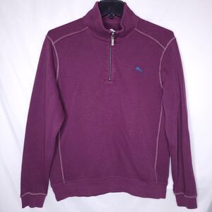 Tommy Bahama Sweater Mens Medium Purple 1/4 Zip Relax